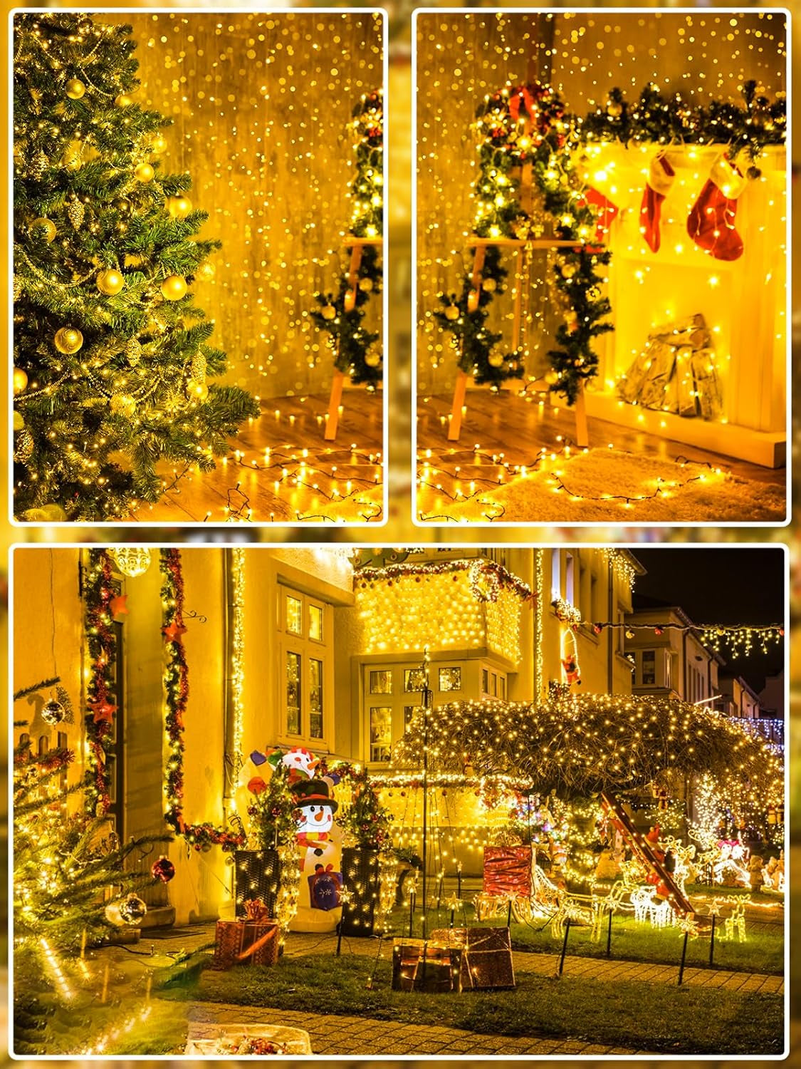 Upgraded 82FT 200 LED Christmas String Lights Outdoor/Indoor (Extendable Green Wire, Ultra-Bright with 8 Modes, UL Certified), Fairy String Lights for Xmas Tree Holiday Party Decoration, Warm White
