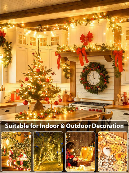 Upgraded 82FT 200 LED Christmas String Lights Outdoor/Indoor (Extendable Green Wire, Ultra-Bright with 8 Modes, UL Certified), Fairy String Lights for Xmas Tree Holiday Party Decoration, Warm White
